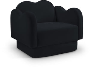 Meridian Furniture Bloom Sculptural Accent Chair Plush Curved Back Design for Modern Living Room or Bedroom Black Velvet 44007Black-C