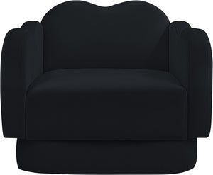 Meridian Furniture Bloom Sculptural Accent Chair Plush Curved Back Design for Modern Living Room or Bedroom Black Velvet 44007Black-C