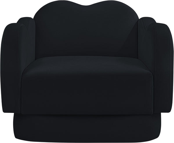 Meridian Furniture Bloom Sculptural Accent Chair Plush Curved Back Design for Modern Living Room or Bedroom Black Velvet 44007Black-C