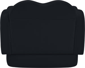 Meridian Furniture Bloom Sculptural Accent Chair Plush Curved Back Design for Modern Living Room or Bedroom Black Velvet 44007Black-C
