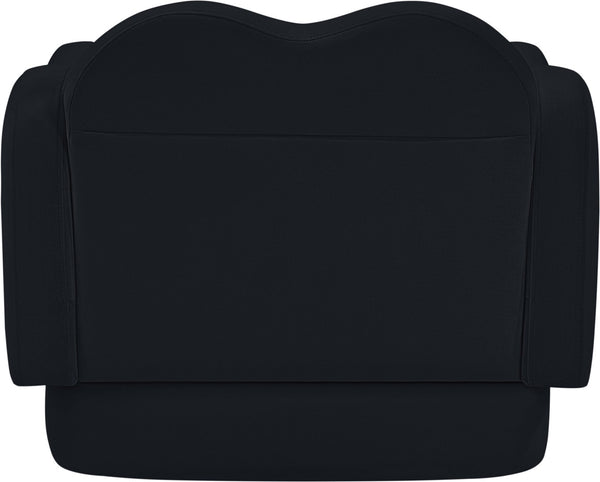 Meridian Furniture Bloom Sculptural Accent Chair Plush Curved Back Design for Modern Living Room or Bedroom Black Velvet 44007Black-C