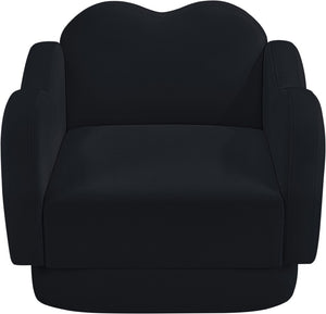 Meridian Furniture Bloom Sculptural Accent Chair Plush Curved Back Design for Modern Living Room or Bedroom Black Velvet 44007Black-C