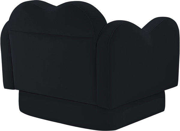 Meridian Furniture Bloom Sculptural Accent Chair Plush Curved Back Design for Modern Living Room or Bedroom Black Velvet 44007Black-C