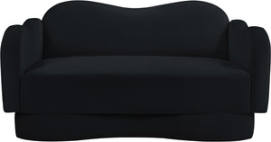 Meridian Furniture Bloom Sculptural Loveseat with Curved Cloud Silhouette and Plush Upholstery for Modern Living Black Velvet 44007Black-L