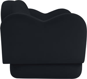 Meridian Furniture Bloom Sculptural Loveseat with Curved Cloud Silhouette and Plush Upholstery for Modern Living Black Velvet 44007Black-L