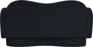 Meridian Furniture Bloom Sculptural Loveseat with Curved Cloud Silhouette and Plush Upholstery for Modern Living Black Velvet 44007Black-L