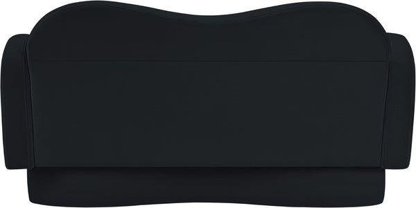 Meridian Furniture Bloom Sculptural Loveseat with Curved Cloud Silhouette and Plush Upholstery for Modern Living Black Velvet 44007Black-L
