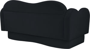Meridian Furniture Bloom Sculptural Loveseat with Curved Cloud Silhouette and Plush Upholstery for Modern Living Black Velvet 44007Black-L