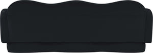 Meridian Furniture Bloom Sculptural Curved Sofa with Cloud Silhouette Seats Three for Modern Living Rooms Black Velvet 44007Black-S