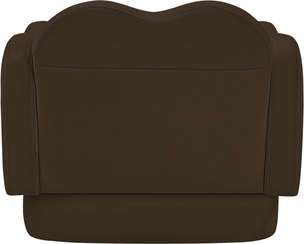 Meridian Furniture Bloom Sculptural Accent Chair Plush Curved Back Design for Modern Living Room or Bedroom Brown Velvet 44007Brown-C