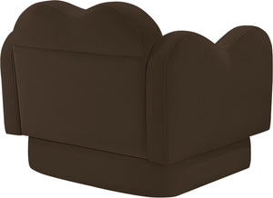 Meridian Furniture Bloom Sculptural Accent Chair Plush Curved Back Design for Modern Living Room or Bedroom Brown Velvet 44007Brown-C