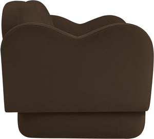 Meridian Furniture Bloom Sculptural Loveseat with Curved Cloud Silhouette and Plush Upholstery for Modern Living Brown Velvet 44007Brown-L