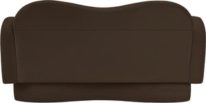 Meridian Furniture Bloom Sculptural Loveseat with Curved Cloud Silhouette and Plush Upholstery for Modern Living Brown Velvet 44007Brown-L