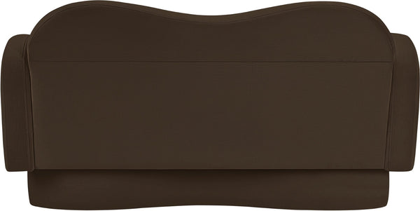 Meridian Furniture Bloom Sculptural Loveseat with Curved Cloud Silhouette and Plush Upholstery for Modern Living Brown Velvet 44007Brown-L