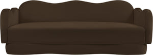 Meridian Furniture Bloom Sculptural Curved Sofa with Cloud Silhouette Seats Three for Modern Living Rooms Brown Velvet 44007Brown-S