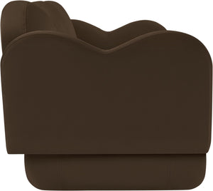 Meridian Furniture Bloom Sculptural Curved Sofa with Cloud Silhouette Seats Three for Modern Living Rooms Brown Velvet 44007Brown-S