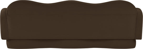 Meridian Furniture Bloom Sculptural Curved Sofa with Cloud Silhouette Seats Three for Modern Living Rooms Brown Velvet 44007Brown-S