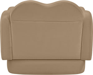 Meridian Furniture Bloom Sculptural Accent Chair Plush Curved Back Design for Modern Living Room or Bedroom Camel Velvet 44007Camel-C