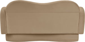 Meridian Furniture Bloom Sculptural Loveseat with Curved Cloud Silhouette and Plush Upholstery for Modern Living Camel Velvet 44007Camel-L