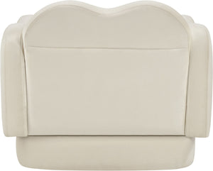 Meridian Furniture Bloom Sculptural Accent Chair Plush Curved Back Design for Modern Living Room or Bedroom Cream Velvet 44007Cream-C