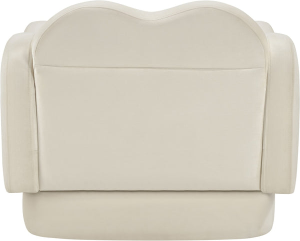 Meridian Furniture Bloom Sculptural Accent Chair Plush Curved Back Design for Modern Living Room or Bedroom Cream Velvet 44007Cream-C