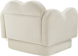 Meridian Furniture Bloom Sculptural Accent Chair Plush Curved Back Design for Modern Living Room or Bedroom Cream Velvet 44007Cream-C