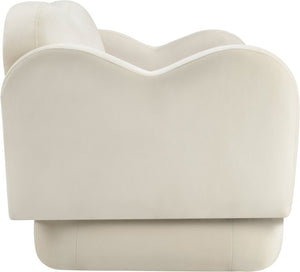 Meridian Furniture Bloom Sculptural Loveseat with Curved Cloud Silhouette and Plush Upholstery for Modern Living Cream Velvet 44007Cream-L