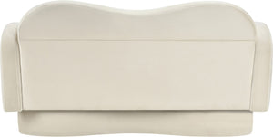 Meridian Furniture Bloom Sculptural Loveseat with Curved Cloud Silhouette and Plush Upholstery for Modern Living Cream Velvet 44007Cream-L