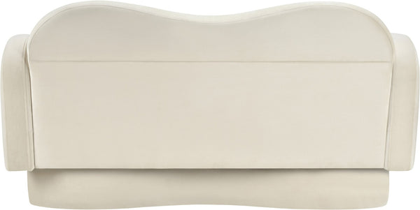 Meridian Furniture Bloom Sculptural Loveseat with Curved Cloud Silhouette and Plush Upholstery for Modern Living Cream Velvet 44007Cream-L