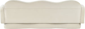 Meridian Furniture Bloom Sculptural Curved Sofa with Cloud Silhouette Seats Three for Modern Living Rooms Cream Velvet 44007Cream-S