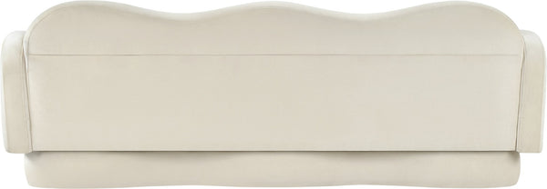 Meridian Furniture Bloom Sculptural Curved Sofa with Cloud Silhouette Seats Three for Modern Living Rooms Cream Velvet 44007Cream-S