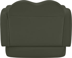 Meridian Furniture Bloom Sculptural Accent Chair Plush Curved Back Design for Modern Living Room or Bedroom Green Velvet 44007Green-C