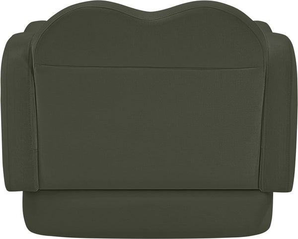 Meridian Furniture Bloom Sculptural Accent Chair Plush Curved Back Design for Modern Living Room or Bedroom Green Velvet 44007Green-C