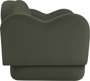 Meridian Furniture Bloom Sculptural Loveseat with Curved Cloud Silhouette and Plush Upholstery for Modern Living Green Velvet 44007Green-L