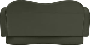 Meridian Furniture Bloom Sculptural Loveseat with Curved Cloud Silhouette and Plush Upholstery for Modern Living Green Velvet 44007Green-L