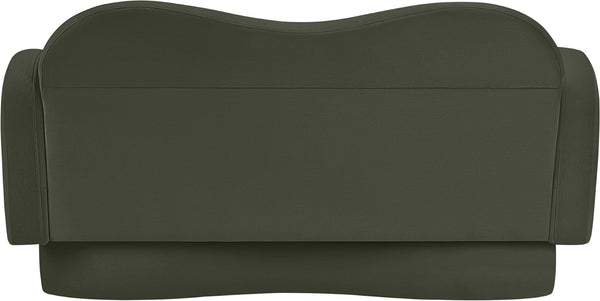 Meridian Furniture Bloom Sculptural Loveseat with Curved Cloud Silhouette and Plush Upholstery for Modern Living Green Velvet 44007Green-L