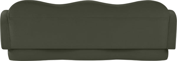 Meridian Furniture Bloom Sculptural Curved Sofa with Cloud Silhouette Seats Three for Modern Living Rooms Green Velvet 44007Green-S