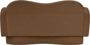 Meridian Furniture Bloom Sculptural Loveseat with Curved Cloud Silhouette and Plush Upholstery for Modern Living Saddle Velvet 44007Saddle-L