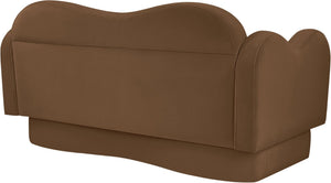 Meridian Furniture Bloom Sculptural Loveseat with Curved Cloud Silhouette and Plush Upholstery for Modern Living Saddle Velvet 44007Saddle-L