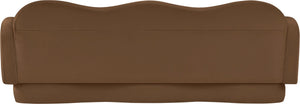 Meridian Furniture Bloom Sculptural Curved Sofa with Cloud Silhouette Seats Three for Modern Living Rooms Saddle Velvet 44007Saddle-S