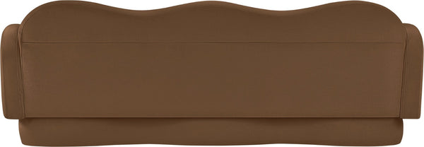 Meridian Furniture Bloom Sculptural Curved Sofa with Cloud Silhouette Seats Three for Modern Living Rooms Saddle Velvet 44007Saddle-S