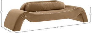 Meridian Furniture Austin Curved Velvet Sofa with Eucalyptus Frame for Elegant Living Rooms 44008Beige-S