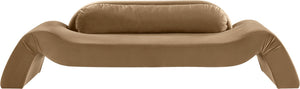 Meridian Furniture Austin Curved Velvet Sofa with Eucalyptus Frame for Elegant Living Rooms 44008Beige-S