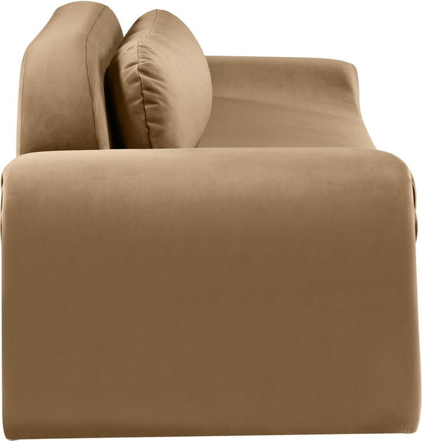 Meridian Furniture Austin Curved Velvet Sofa with Eucalyptus Frame for Elegant Living Rooms 44008Beige-S