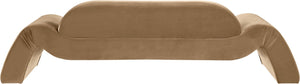 Meridian Furniture Austin Curved Velvet Sofa with Eucalyptus Frame for Elegant Living Rooms 44008Beige-S