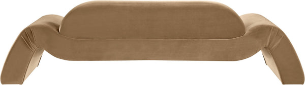 Meridian Furniture Austin Curved Velvet Sofa with Eucalyptus Frame for Elegant Living Rooms 44008Beige-S