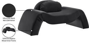 Meridian Furniture Austin Sculptural Curved Accent Chair with Plush Upholstered Seat for Modern Living Rooms Black Velvet 44008Black-C