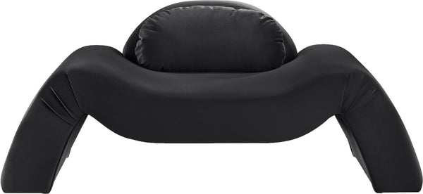 Meridian Furniture Austin Sculptural Curved Accent Chair with Plush Upholstered Seat for Modern Living Rooms Black Velvet 44008Black-C