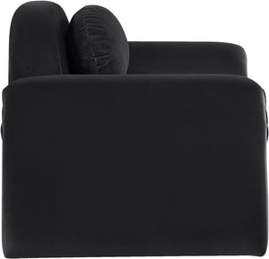 Meridian Furniture Austin Sculptural Curved Accent Chair with Plush Upholstered Seat for Modern Living Rooms Black Velvet 44008Black-C