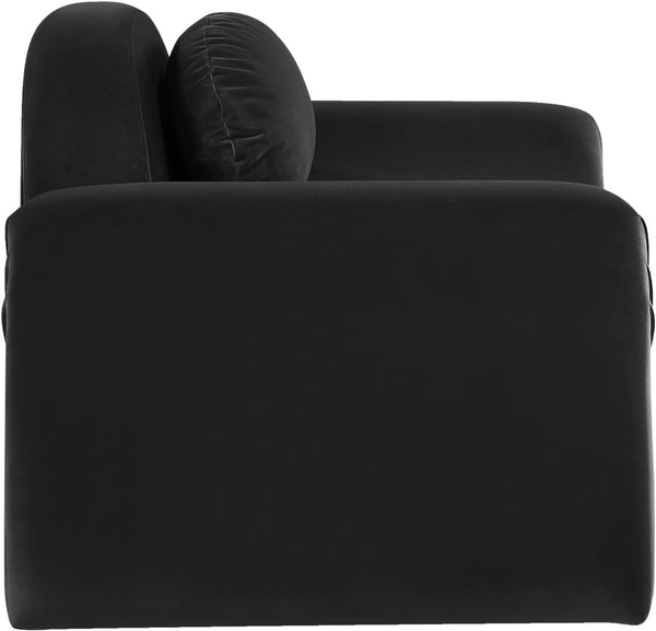 Meridian Furniture Austin Sculptural Curved Accent Chair with Plush Upholstered Seat for Modern Living Rooms Black Velvet 44008Black-C